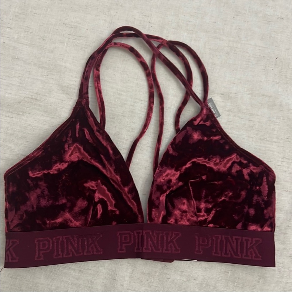 VS PINK deep ruby burgundy velvet Brallette size S